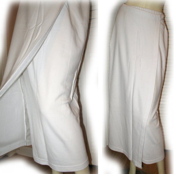 Vintage 80s 90s Bobbie Brooks White Maxi Midi Skirt Minimalist Preppy Boho Chic - Picture 1 of 6